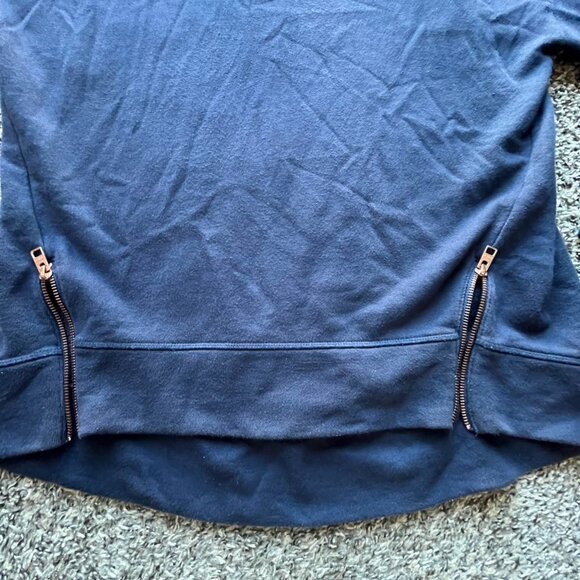Athleta Sweatshirt Womens Small Navy Blue Long Sleeve Pullover Zipper Details - Picture 2 of 7